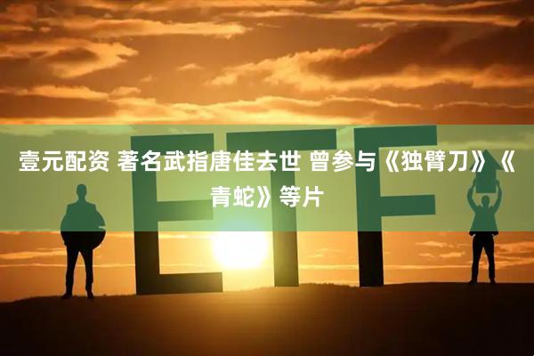 壹元配资 著名武指唐佳去世 曾参与《独臂刀》《青蛇》等片