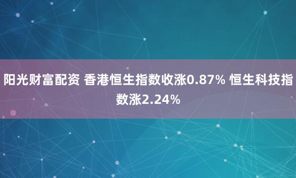 阳光财富配资 香港恒生指数收涨0.87% 恒生科技指数涨2.24%